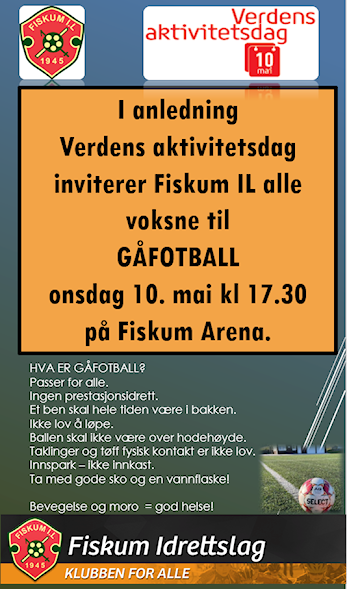 Invitasjon til GÅFOTBALL 10. mai kl 17.30
